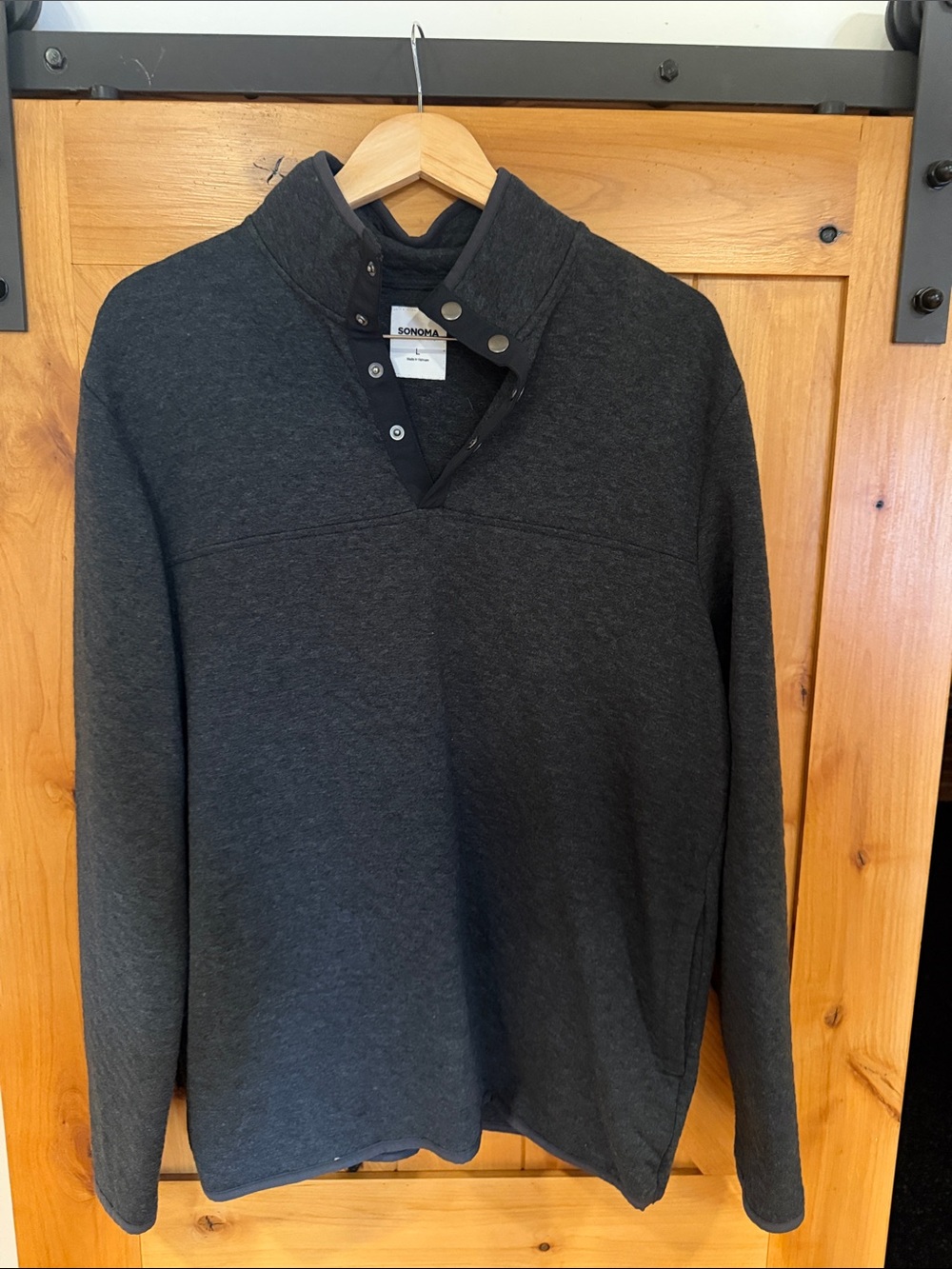 Sonoma Dark Charcoal Zip-Snap Men's Sweater